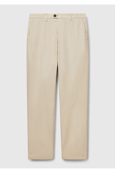 United Colors of Benetton Men's Stone Color 100% Cotton Parachute Fabric Slim Fit Chino Trousers