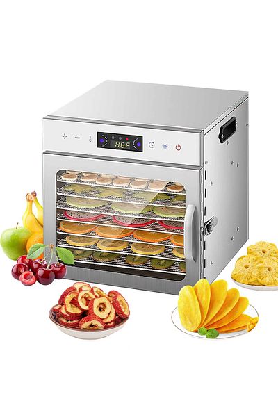 FlashHawk Food Dehydrator, 8 Stainless Steel Trays Dehydrators for Food and Jerky, Fruit, Overheat Protection