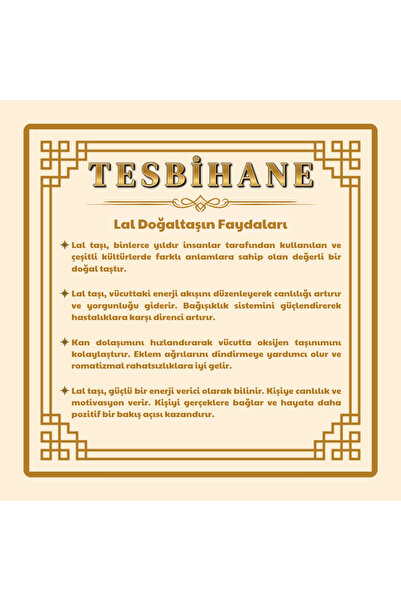 Tesbihane Macrame Braided Natural Cut Dorica Ball Detailed Lal Natural Stone Men's Bracelet