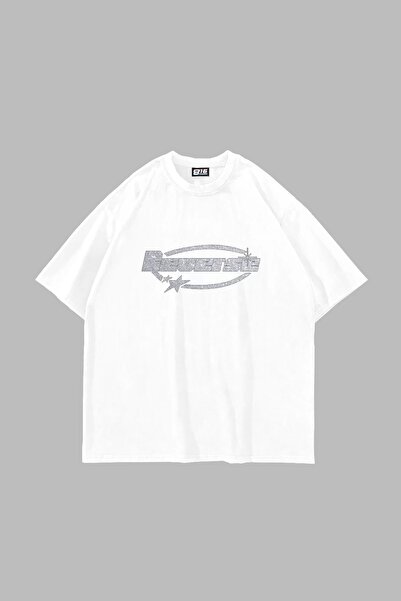 Bak Moda Obrnuta Štampano Oversize kroj unisex bela majica