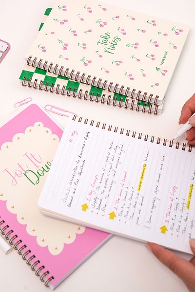 Matt Notebook A5 Spiral School Notebook 80 sheets Set of 4 - Lined