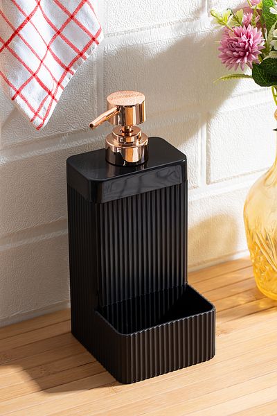 Perotti 13139 Lisbone Sponge Dispenser with Chamber Bathroom and Kitchen Liquid Soap Dispenser 550ml Black