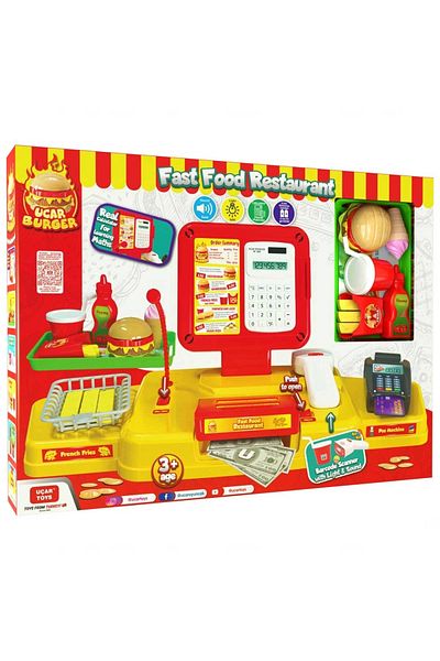 TOYFEST مجموعة ماكينة تسجيل النقود في متجر همبرغر