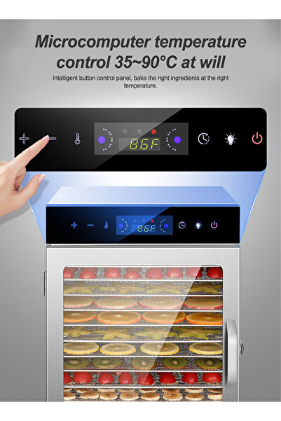 FlashHawk Food Dehydrator, 12 Stainless Steel Trays Dehydrators for Food and Jerky, Fruit, Temperature Control