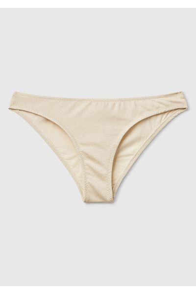 United Colors of Benetton Women's Beige Lurex Classic Cut Normal Waist Bikini Bottom