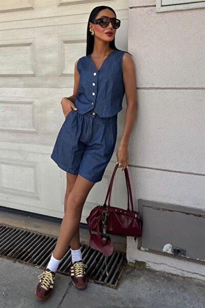 Lijuri Σετ γιλέκο και σορτς με ασημί κουμπιά 10174