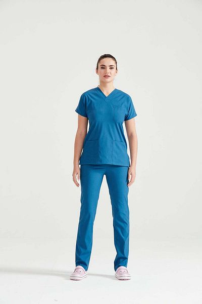 DEMOTEKS Costum Medical Elastan, Albastru Petrol, Pentru Femei - Model Classic Flex