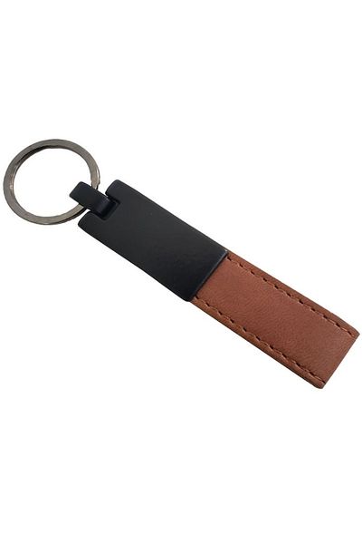 Acousticworld Tan Color Leather Metal Keychain