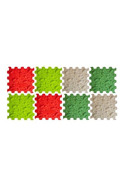 ORTOTO Orthopedic, sensory mat, puzzle set, 8 pieces, Pinecones pattern, soft texture, Multicolor