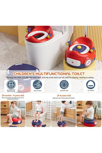 Yelajoy 3 in 1 Kids Potty Training Seat,with Anti-Slip Step Stool & Seat' Cover,for Boys & Girls,Red
