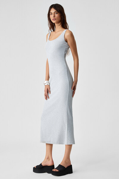 GRIMELANGE Sofutey Women's Slim Sleeveless Hollowed Neck Straight Leg Grimelange Dress