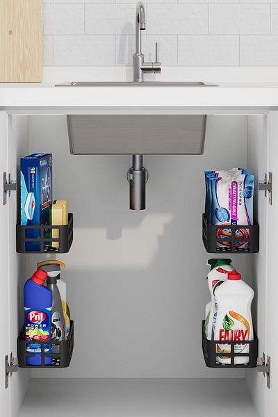 HOMENIVA 4-Piece Adhesive In-Cabinet Organizer, 4-Piece Bathroom Organizer, Shower Shelf Organizer Shampoo Holder