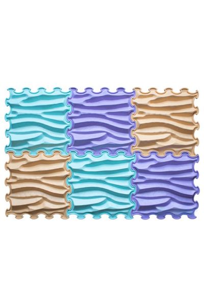 ORTOTO Orthopedic, sensory mat, puzzle set, 6 pieces, Sandy Waves model, rigid texture, Multicolor
