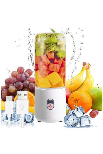 COOYA Portable Wireless Blender Electric Fruit Juicer,Rechargeable with 6 Blades,BPA-Free,White