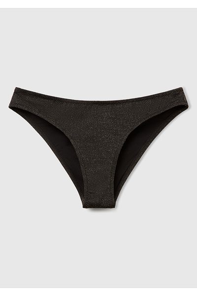 United Colors of Benetton Women's Black Glitter Classic Cut Normal Waist Bikini Bottom
