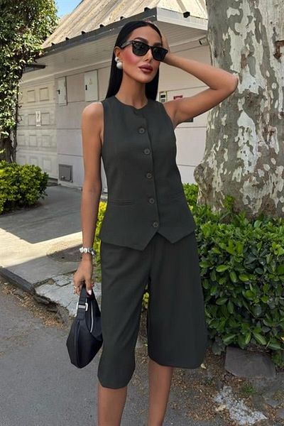 MRA Fashion Viscon Suit with Midi Shorts and Vest 10167