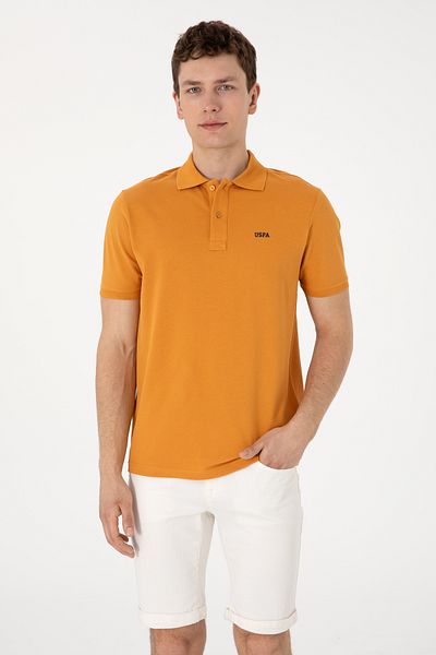 U.S. Polo Assn. Men's Regular Fit Polo Neck Mustard Basic T-Shirt 50306007-Vr072