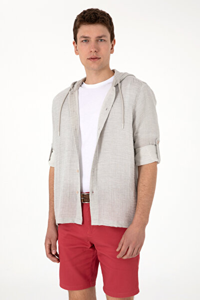 U.S. Polo Assn. Men's Stone Hooded Shirt 50299593-Vr049