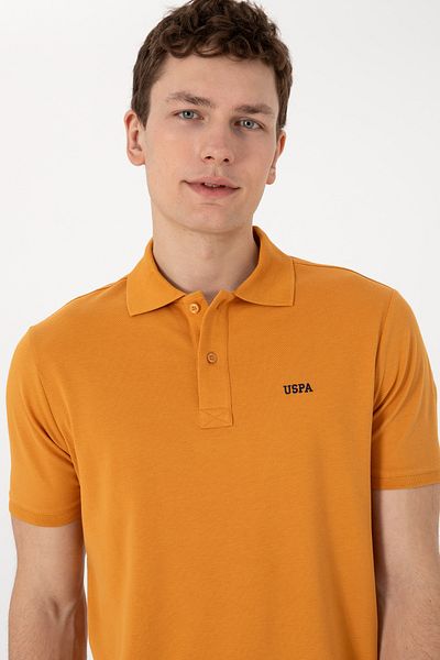 U.S. Polo Assn. Men's Regular Fit Polo Neck Mustard Basic T-Shirt 50306007-Vr072