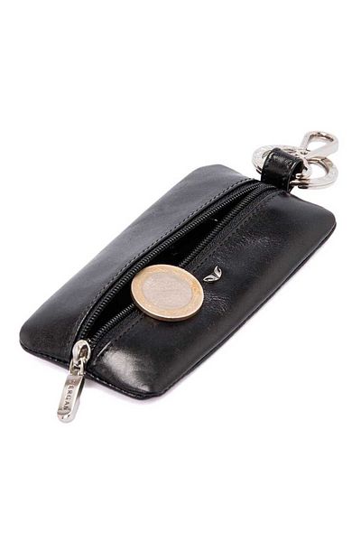 Tergan Black Genuine Leather Unisex Keychain - S1An 00000129 -B06
