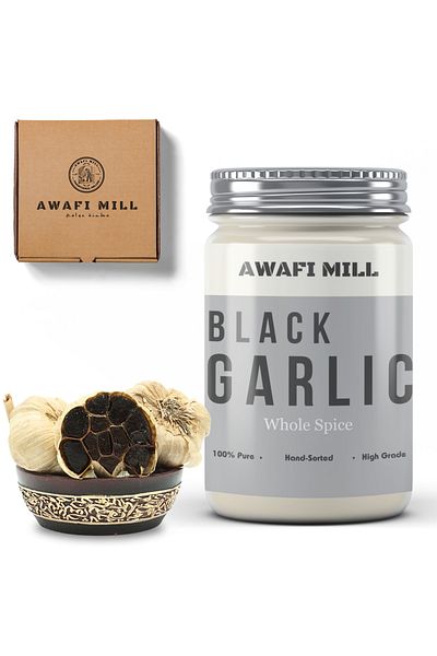 AWAFI MILL Black Garlic | Allium nigrum Whole - Bottle of 100 gram / 3.5 Oz