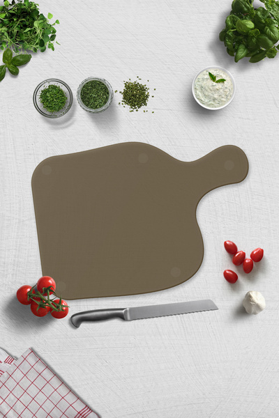 Decorita Saplı Cam Kesme Tahtası - Cam Kesme Tablası | Bronz Cam | 28cm x 40cm