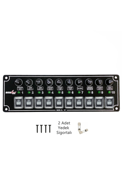 Somay Store Tekne Switch Panel Kontrol Paneli Yatay Model Sealux 10 Anahtar 80 X 250 Mm