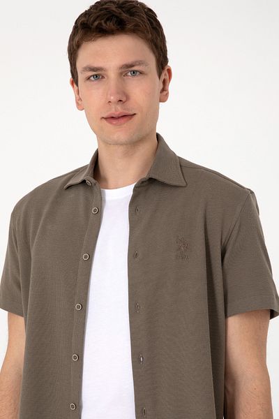 U.S. Polo Assn. Ανδρικό πλεκτό πουκάμισο Mink 50300367-VR052