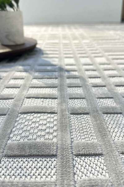 Decomia Home Milan Dokuma Yıkanabilir Bukleli Modern Gri Salon Halısı Mutfak Halısı Yolluk