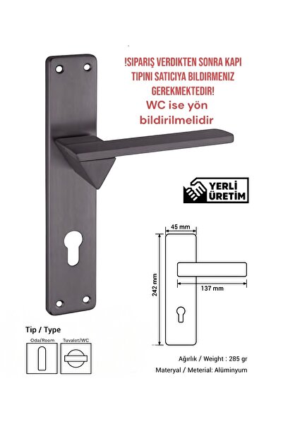 Üsküp Yapı & Mimarlık LAURA AYNALI ANTRASİT KAPI KOLU