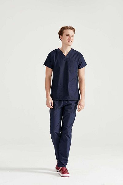 DEMOTEKS Costum medical bleumarin din elastan, pentru bărbați - model clasic flexibil