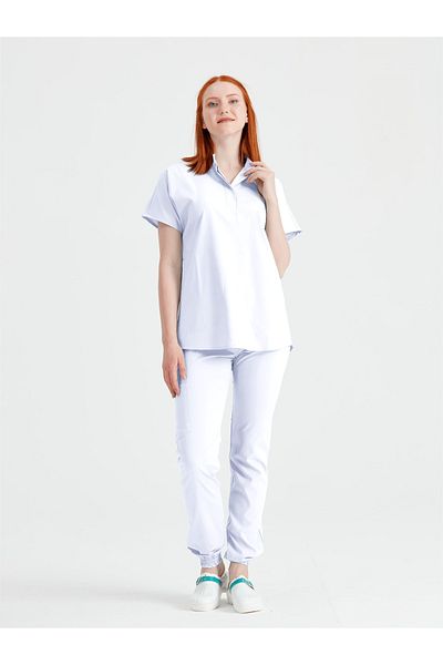 DEMOTEKS Costum medical unisex alb pentru activități – Uniformă doctor-asistentă medicală