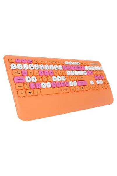 Everest KM-6281 CANDY Renkli Tuşlu Turuncu Kablosuz Q Multimedia Klavye + Mouse Set