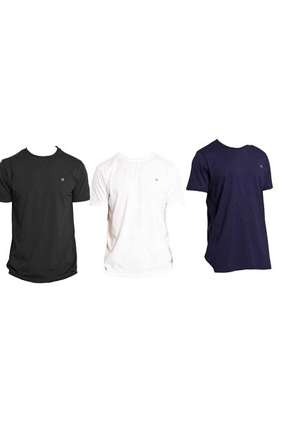 NORFOLK VIGO 3-pack Ανδρικό μπλουζάκι από 100% βαμβακερό οβάλ κομμένο με λαιμόκοψη βασικό μπλουζάκι (Λευκό-Μπλε-Μαύρο)