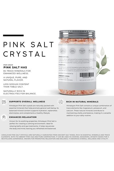 AWAFI MILL Pink salt crystal | Sendha Namak - Bottle of 100 gram / 3.5 Oz