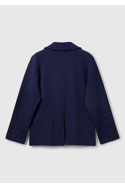 United Colors of Benetton Boy's Navy Blue Logo Embroidered Patch Pocket Blazer Jacket