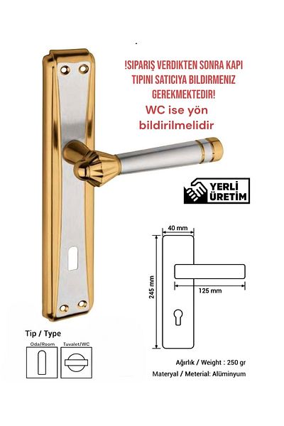 Üsküp Yapı & Mimarlık Karizma Tulip Mirror Gold-Satin Door Handle