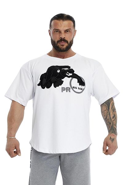 Big Sam Oversize, Embroidered Cotton T-Shirt Gym Rag Top Big Sam 3380