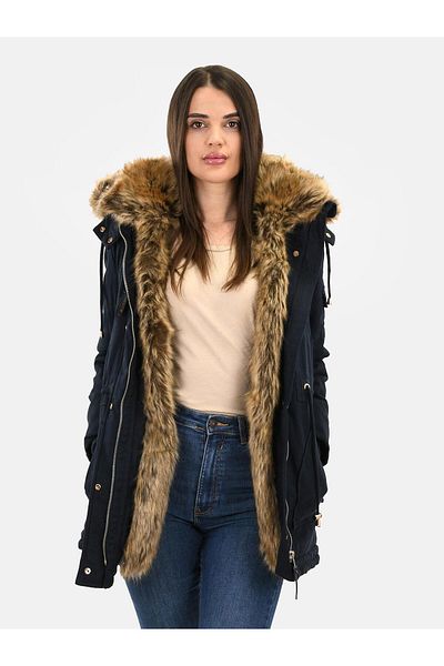 Navahoo Daria Warme Damen Winter Jacke Parka Lang Mantel Winterjacke Fell Kragen B380