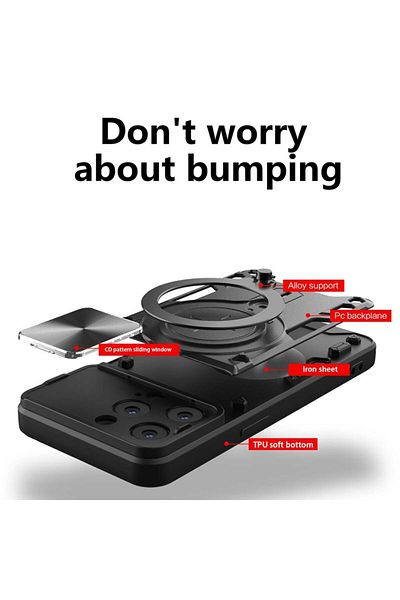 SKYDDAR INNOVATION Case for iPhone 16 Pro, CamGuard Pro, Magnetic Ring, Camera Protection, Red, sticker set