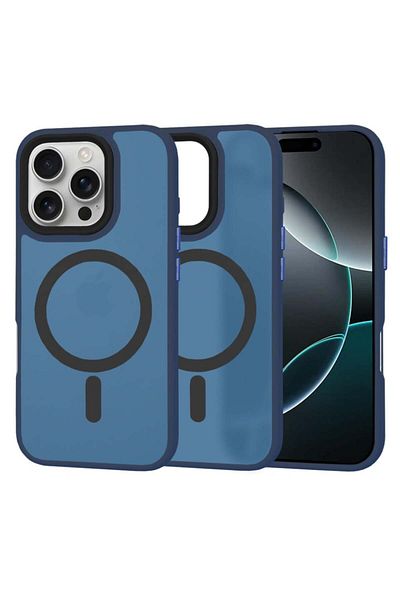 SKYDDAR INNOVATION Carcasă pentru iPhone 16 Pro, Halofrost Magsafe, antișoc, set de autocolante, albastru marin