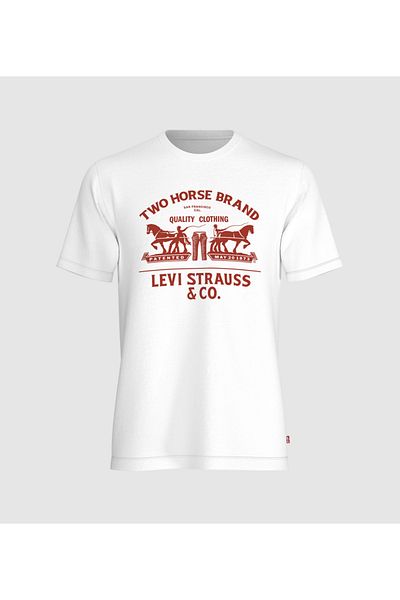 Levi's White Graphic Crewneck Tee T-Shirt For Men