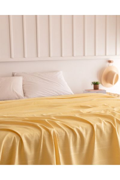 Madame Coco Mathilda Double 100% Cotton Karde Plain Pique - Yellow