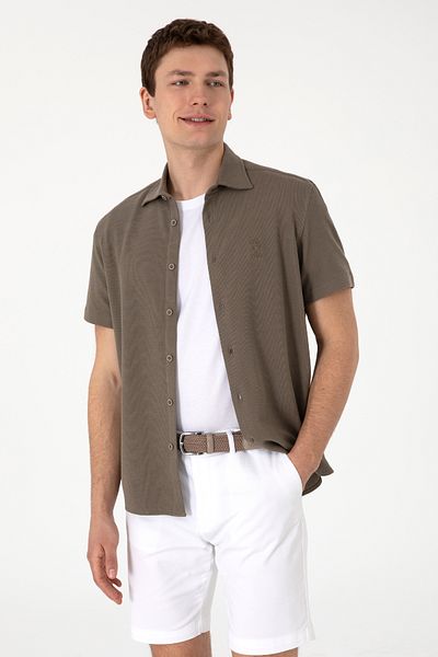 U.S. Polo Assn. Ανδρικό πλεκτό πουκάμισο Mink 50300367-VR052