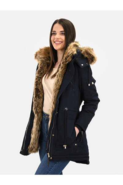 Navahoo Daria warme Damen Winter Jacke Parka lang Mantel Winterjacke Fell Kragen B380