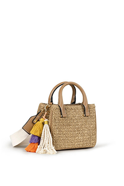 Twist KONTRAST PÜSKÜLLÜ HASIR ÇANTA