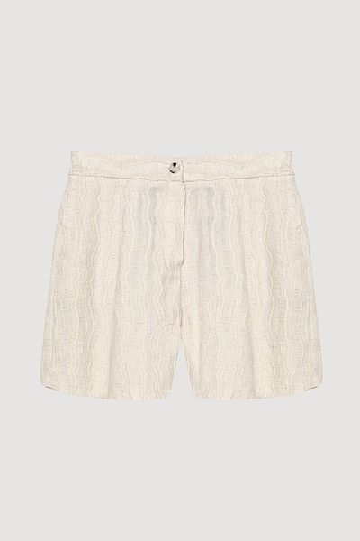 Quzu Pocket Detailed Textured Mini Shorts Natural