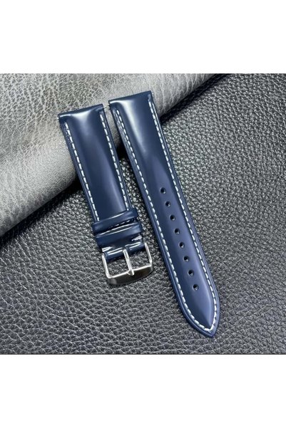 RODER R4106w Deri Kayış - Lacivert - Beyaz - 14mm