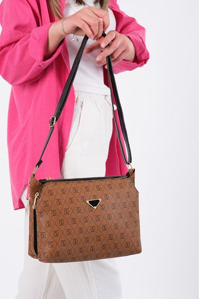 Newish Polo Women's Monogram Patterned Long Strap Cross Shoulder Bag – Tan