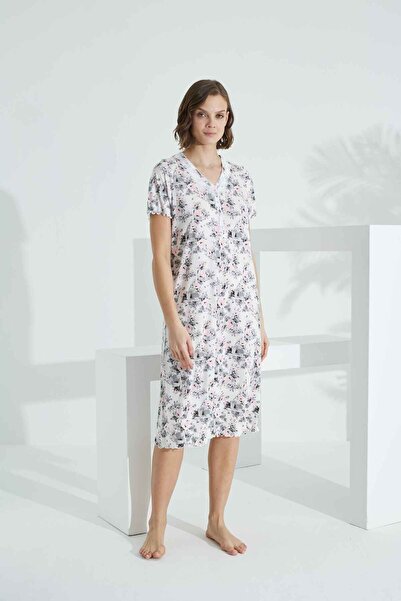 Evia Angelique Bamboo κοντομάνικο καλοκαιρινό γυναικείο νυχτικό 22501